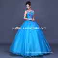 2017 organza ruffle vestidos de quinceanera westlichen Ballkleider blauen Cocktailkleider Designs